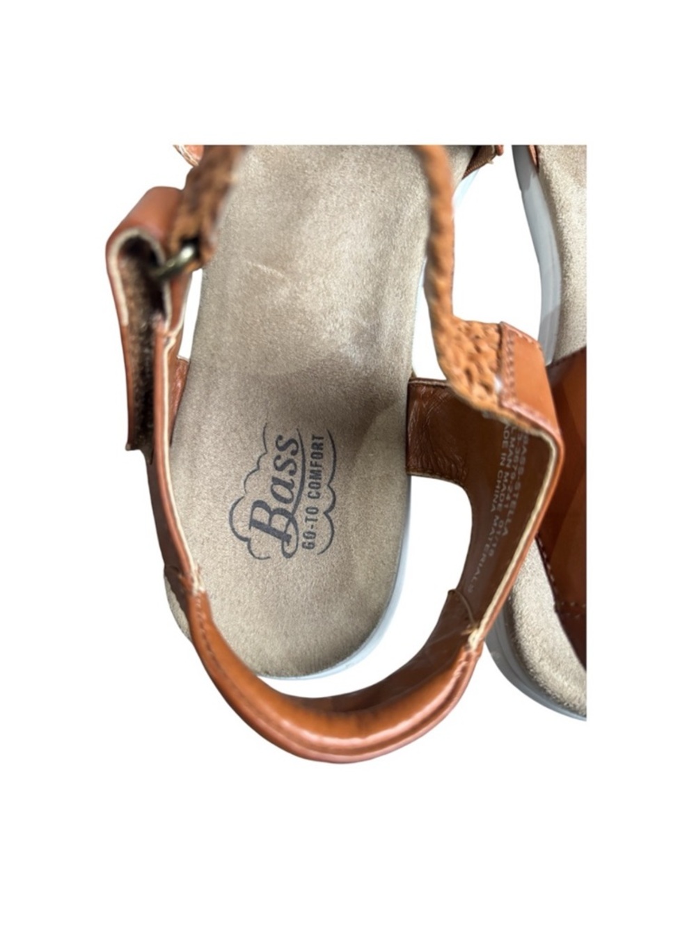 G.H. Bass Stella Braided Sandals Size 8 | Tan Leather Comfort Summer Shoes - Picture 3 of 5